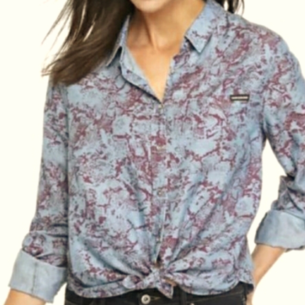 Calvin Klein Snakeskin-Print Tencel Shirt